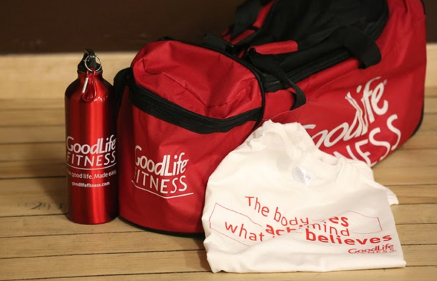 Branded gym bags, t-shirts and water bottles at Good Life